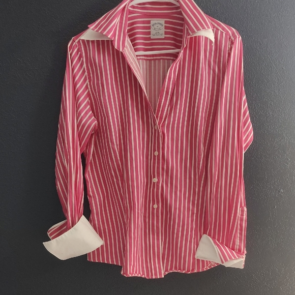 Brooks Brothers Tops - Brooks Brothers Pink and White Striped Button Down Shirt